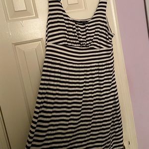 Comfy, stretchy, black & white stripe A-line dress